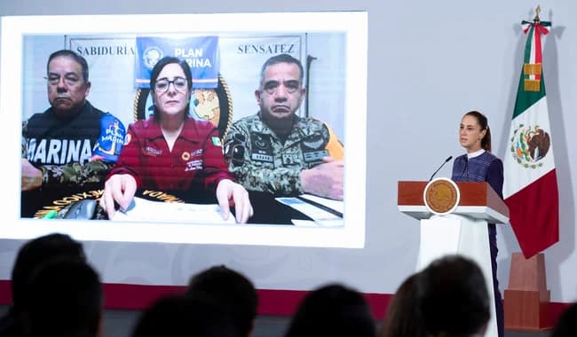 Continúa todo el apoyo del Plan Marina y el Plan DN-lll-E por el huracán Simon y la tormenta tropical Rachel: presidenta Claudia Sheinbaum.